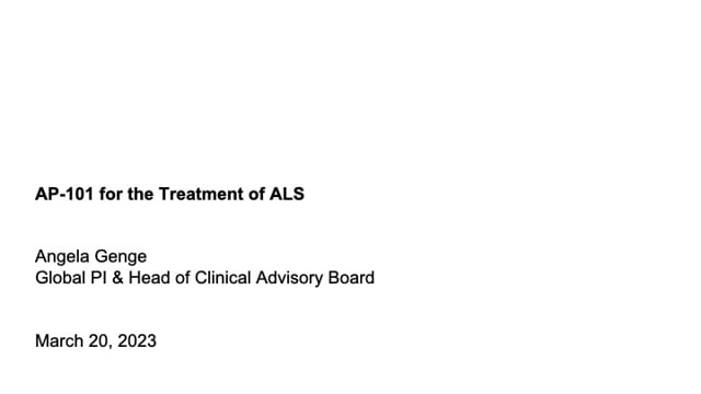 Phase 2 Trial of AP-101 in SOD1 and Sporadic ALS Screen Grab