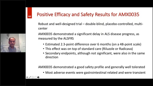 Open Label Extension Study Results of AMX0035: Implications for People with ALS Screen Grab